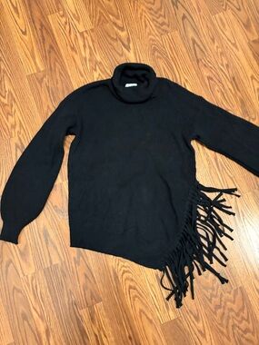 Cupio Black Ribbed Turtleneck Sweater